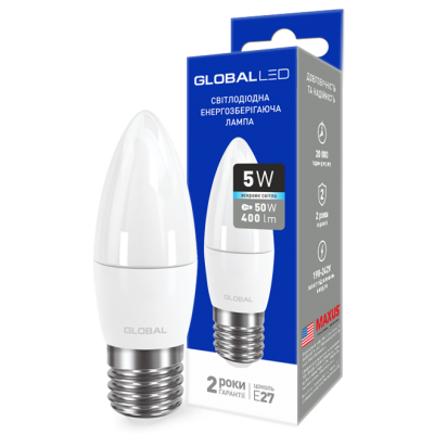 LED лампа GLOBAL C37 CL-F 5W яркий свет E27 (1-GBL-132)