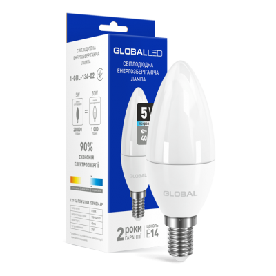 LED лампа GLOBAL C37 CL-F 5W яркий свет 220V E14 (1-GBL-134-02)