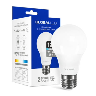 LED лампа GLOBAL A60 12W яркий свет 220V E27 (1-GBL-166-01)