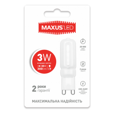 LED лампа MAXUS G9 3W яркий свет 220V (1-LED-204)