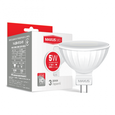 LED лампа MAXUS MR16 5W яркий свет 220V GU5.3 (1-LED-512-01)