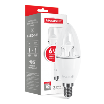 LED лампа MAXUS C37 6W яркий свет E14 (1-LED-532)