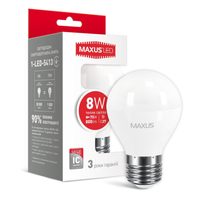 LED лампа MAXUS G45 F 8W теплый свет E27 (1-LED-5413)