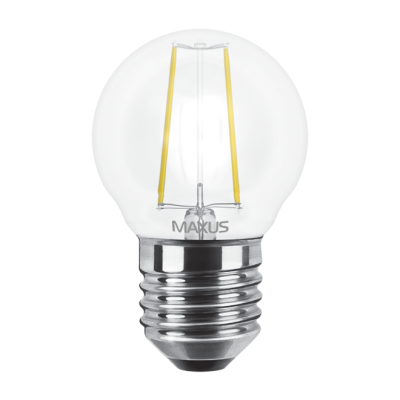 LED лампа MAXUS (filam), G45, 4W, теплый свет,E27 (1-LED-545-01)